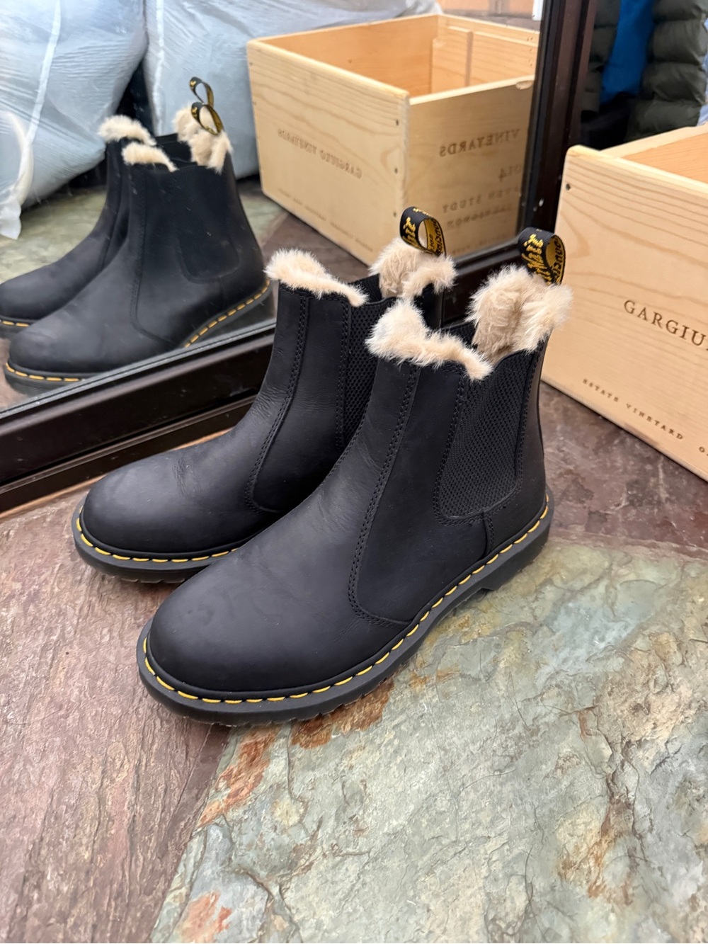 Women’s Fur Chelsea Boots dr martens